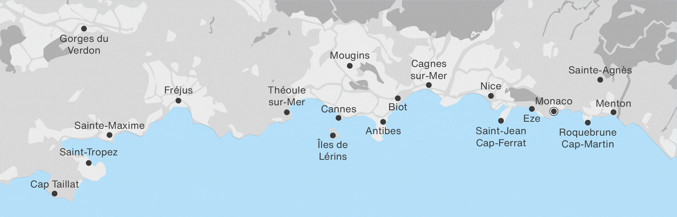 Charter flight route from Monaco to Nice